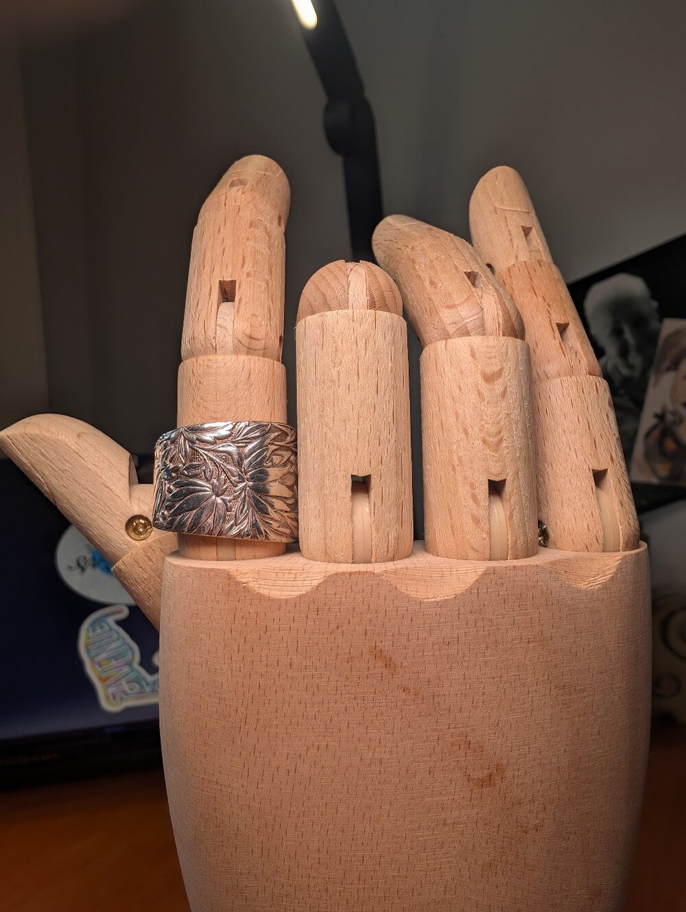 Vintage Sterling Silver Floral Spoon Ring Size 8.5–9 Statement Band - Picture 4 of 4